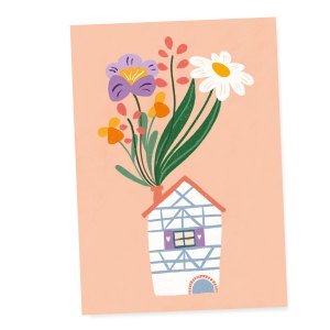 Affiche A5 La maison alsacienne et les fleurs