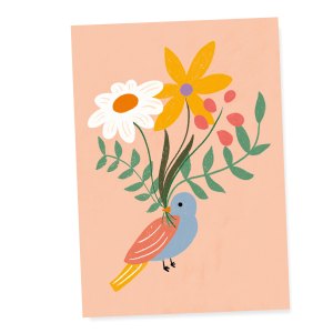 Affiche A5 L'oiseau et les fleurs