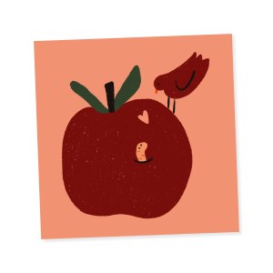 Carte postale L'oiseau et le ver